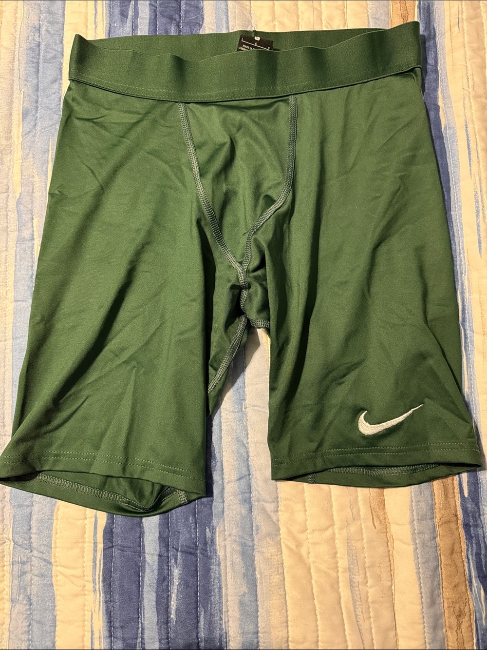 Nike Green Athletic Compression shorts with White Swoosh